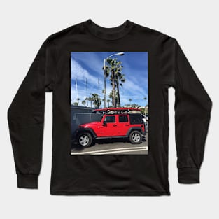 Red Jeep in Santa Barbara Long Sleeve T-Shirt